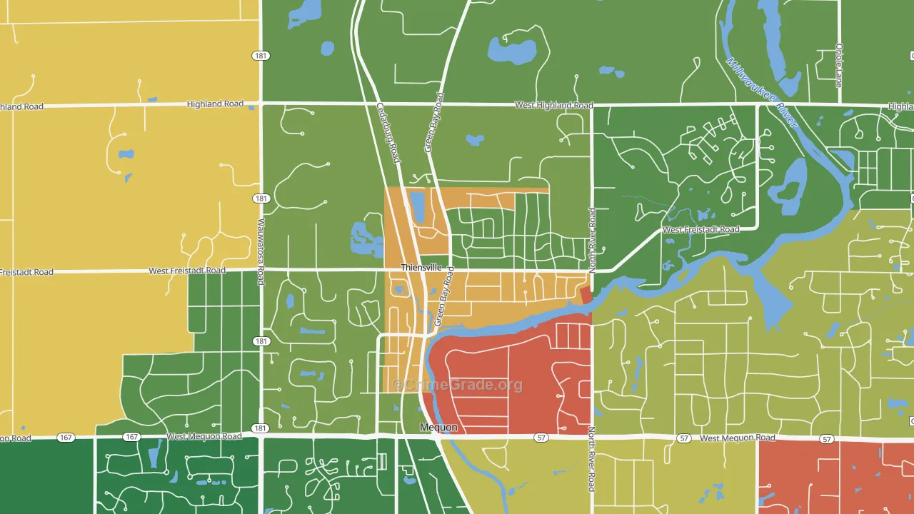 Thiensville, WI Map of Arson Rates