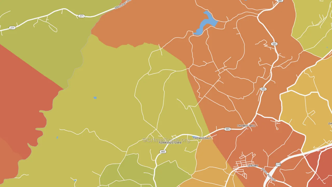 Thomas Mills, PA Map of Arson Rates