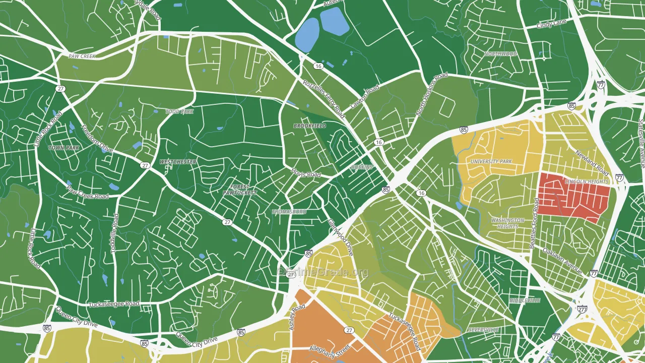 Thomasboro-Hoskins, Charlotte, NC Map of Arson Rates