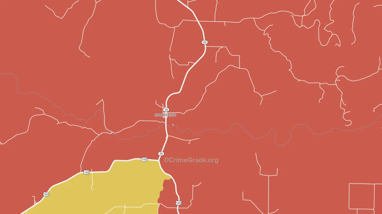 Thomasville, MO Map of Arson Rates