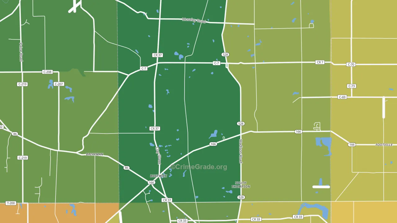 Thompson, OH Map of Arson Rates