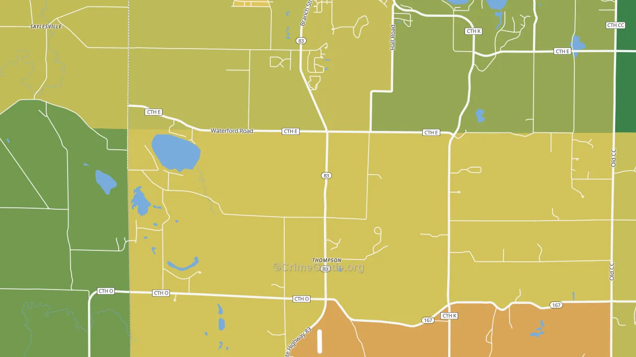 Thompson, WI Map of Arson Rates
