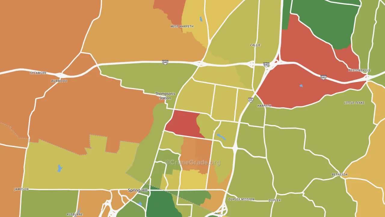 Thompsons Station, TN Map of Arson Rates
