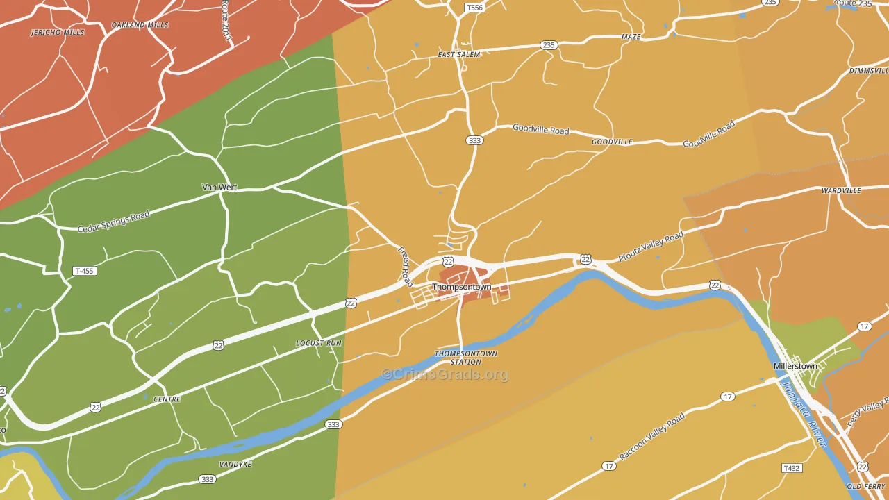 Thompsontown, PA Map of Arson Rates