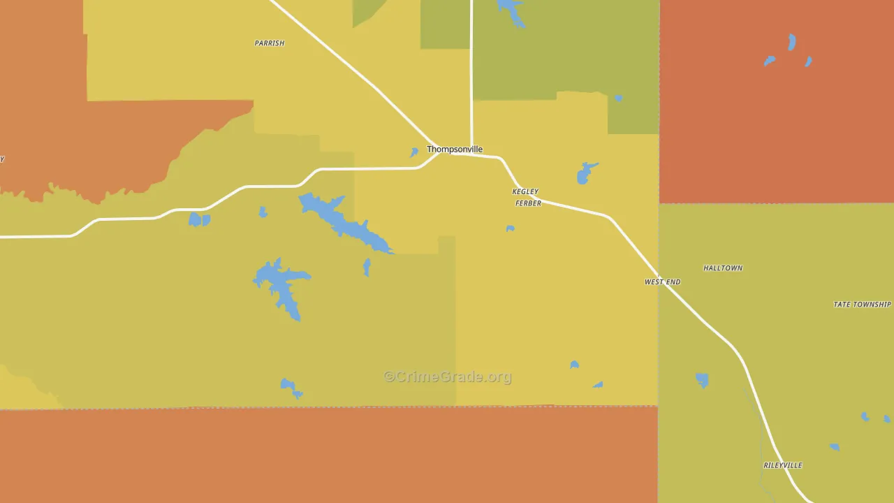 Thompsonville, IL Map of Arson Rates