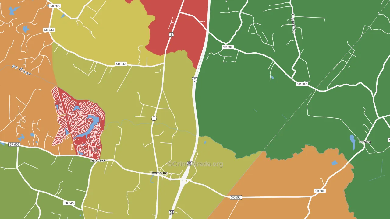 Thornburg, VA Map of Arson Rates