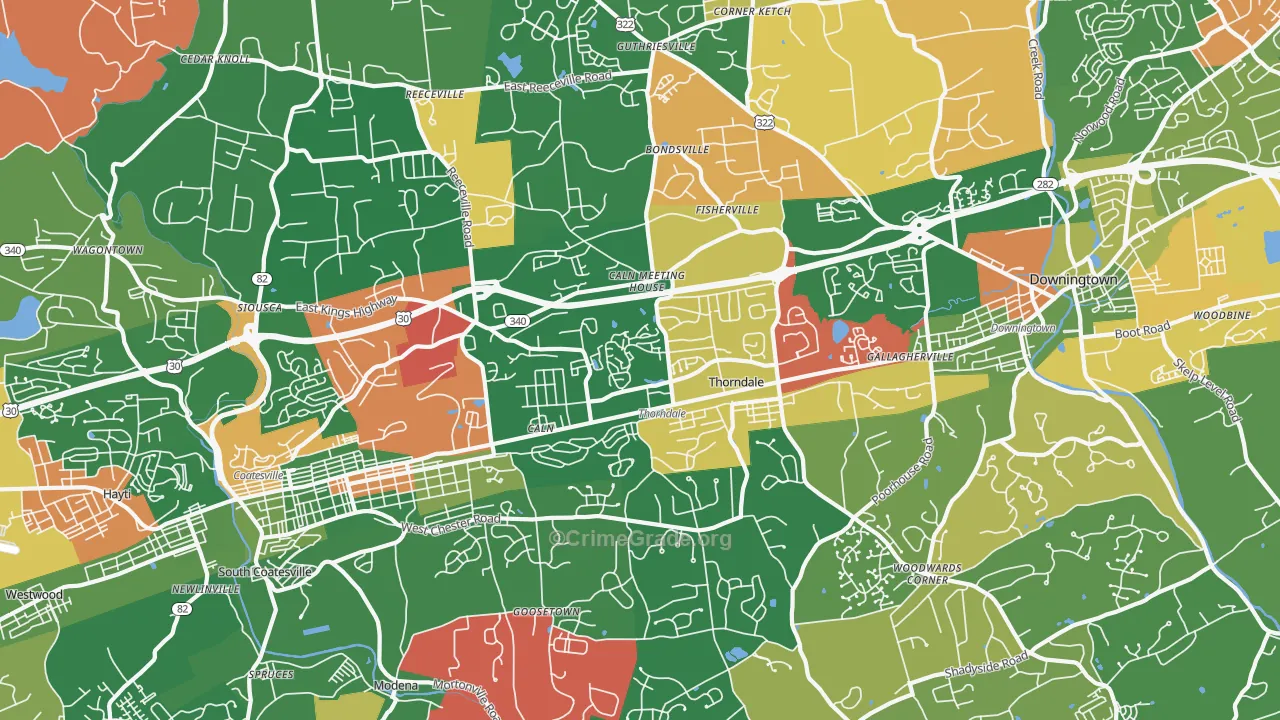 Thorndale, PA Map of Arson Rates