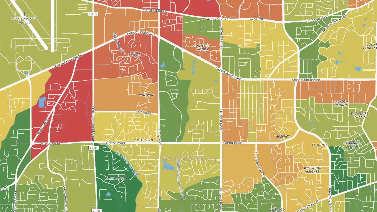 Thornhill, Mobile, AL Map of Arson Rates