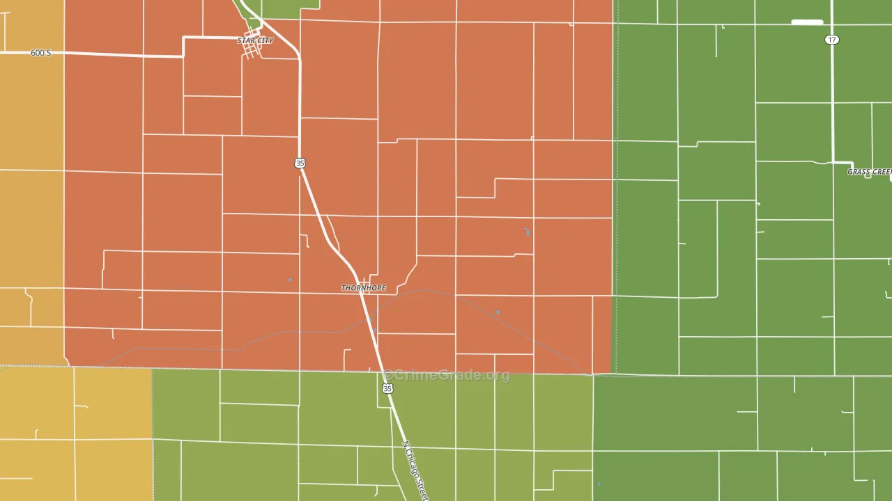 Thornhope, IN Map of Arson Rates