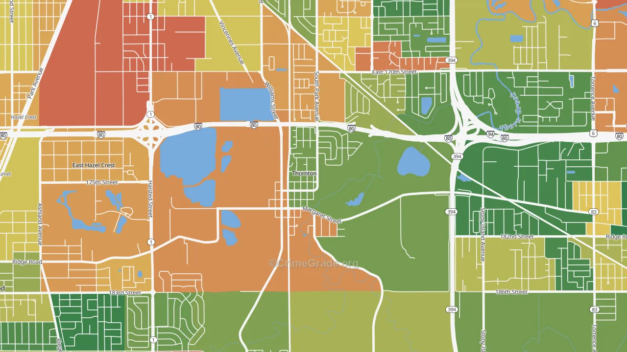 Thornton, IL Map of Arson Rates