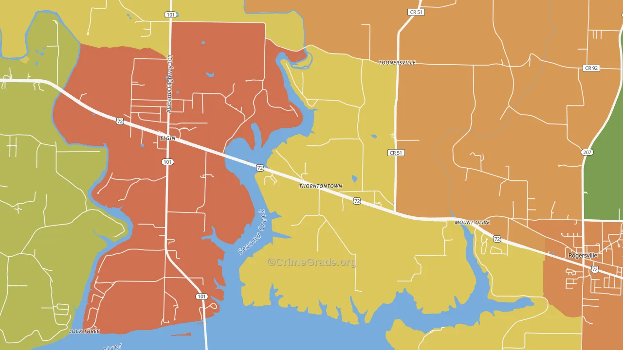 Thorntontown, AL Map of Arson Rates