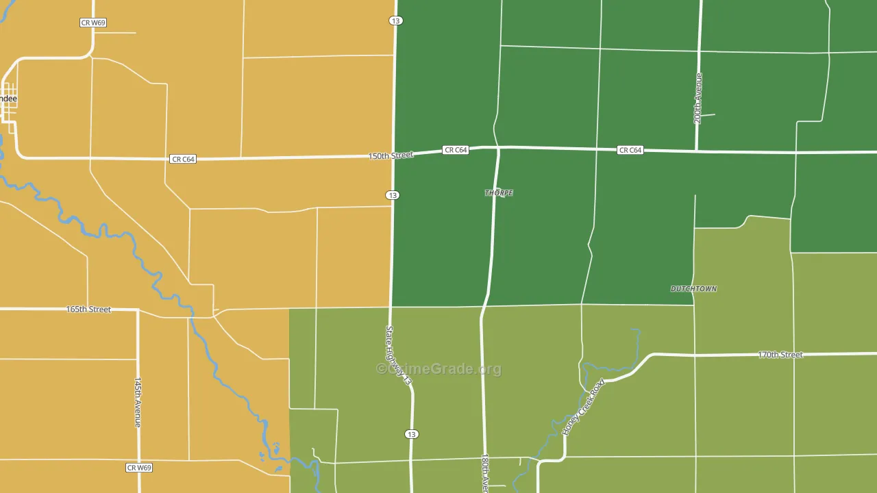 Thorpe, IA Map of Arson Rates