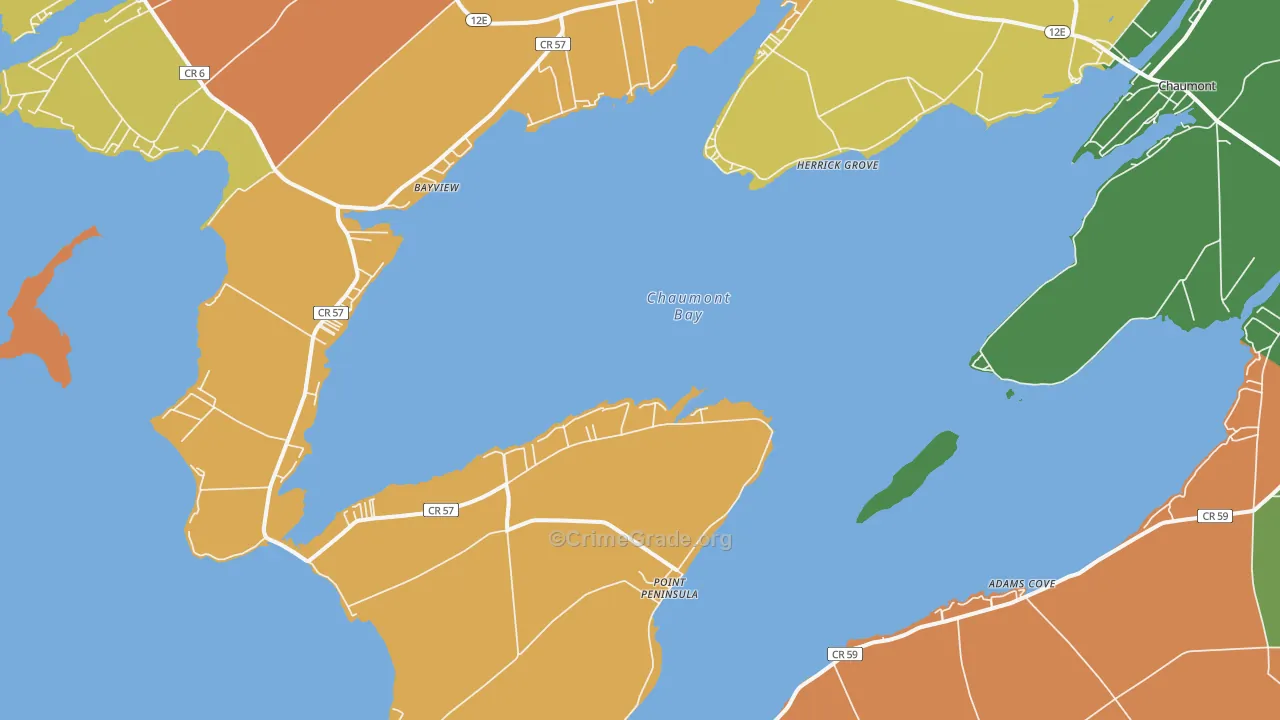 Three Mile Bay, NY Map of Arson Rates