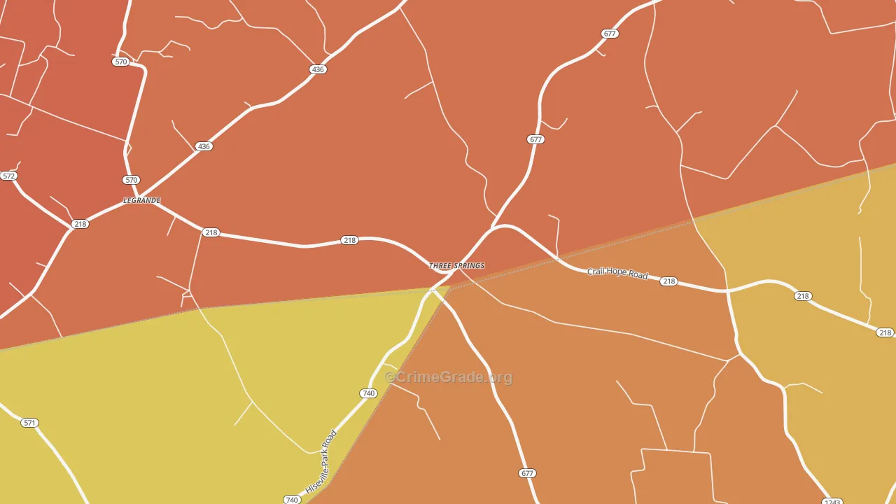 Three Springs, KY Map of Arson Rates