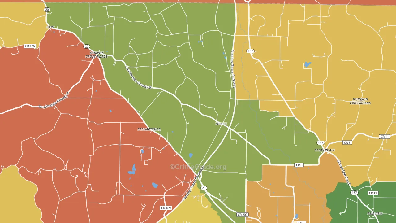 Threet, AL Map of Arson Rates