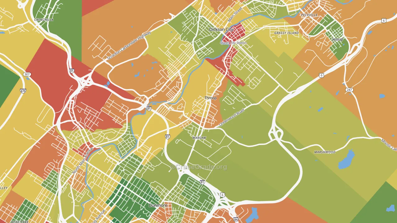 Throop, PA Map of Arson Rates