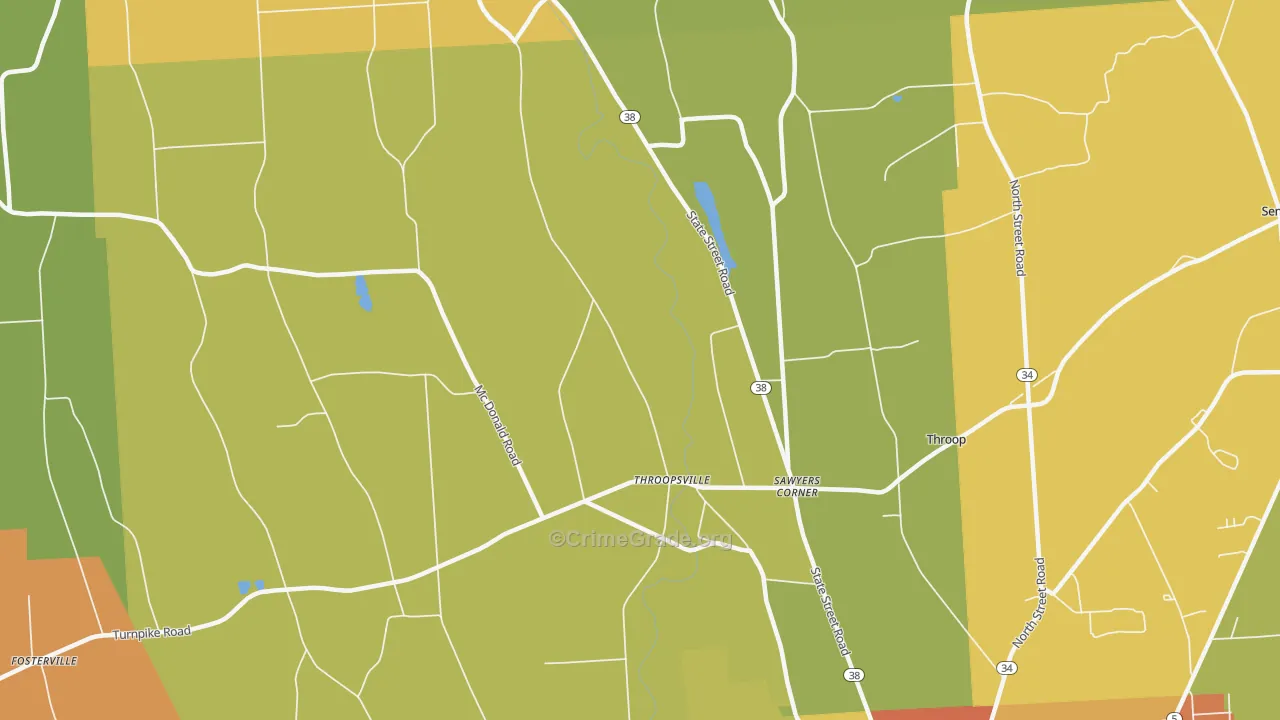 Throopsville, NY Map of Arson Rates