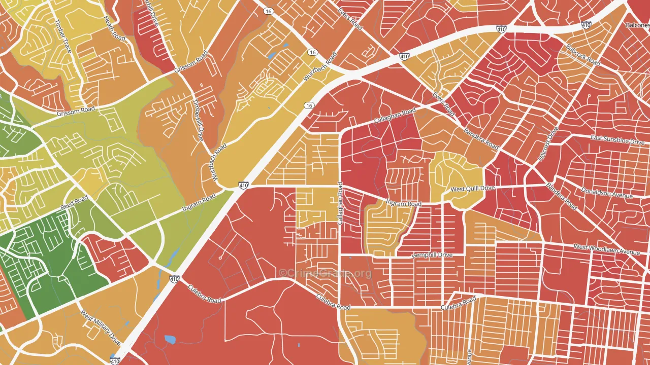 Thunderbird Hills, San Antonio, TX Map of Arson Rates