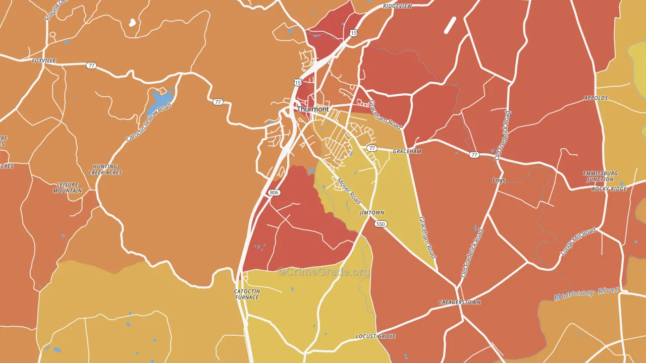 Thurmont, MD Map of Arson Rates
