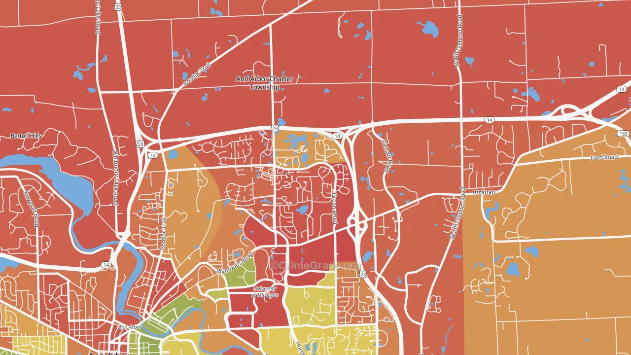 Thurston, Ann Arbor, MI Map of Arson Rates