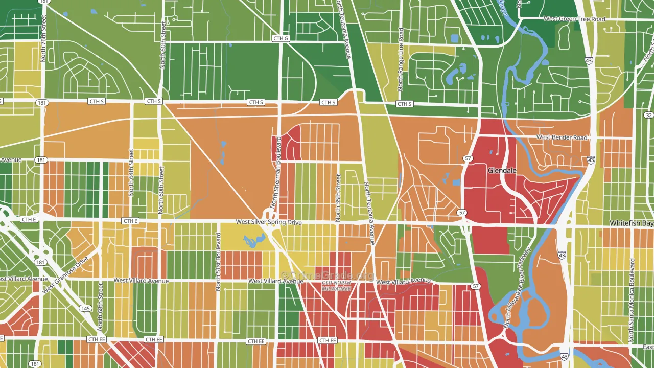 Thurston Woods, Milwaukee, WI Map of Arson Rates