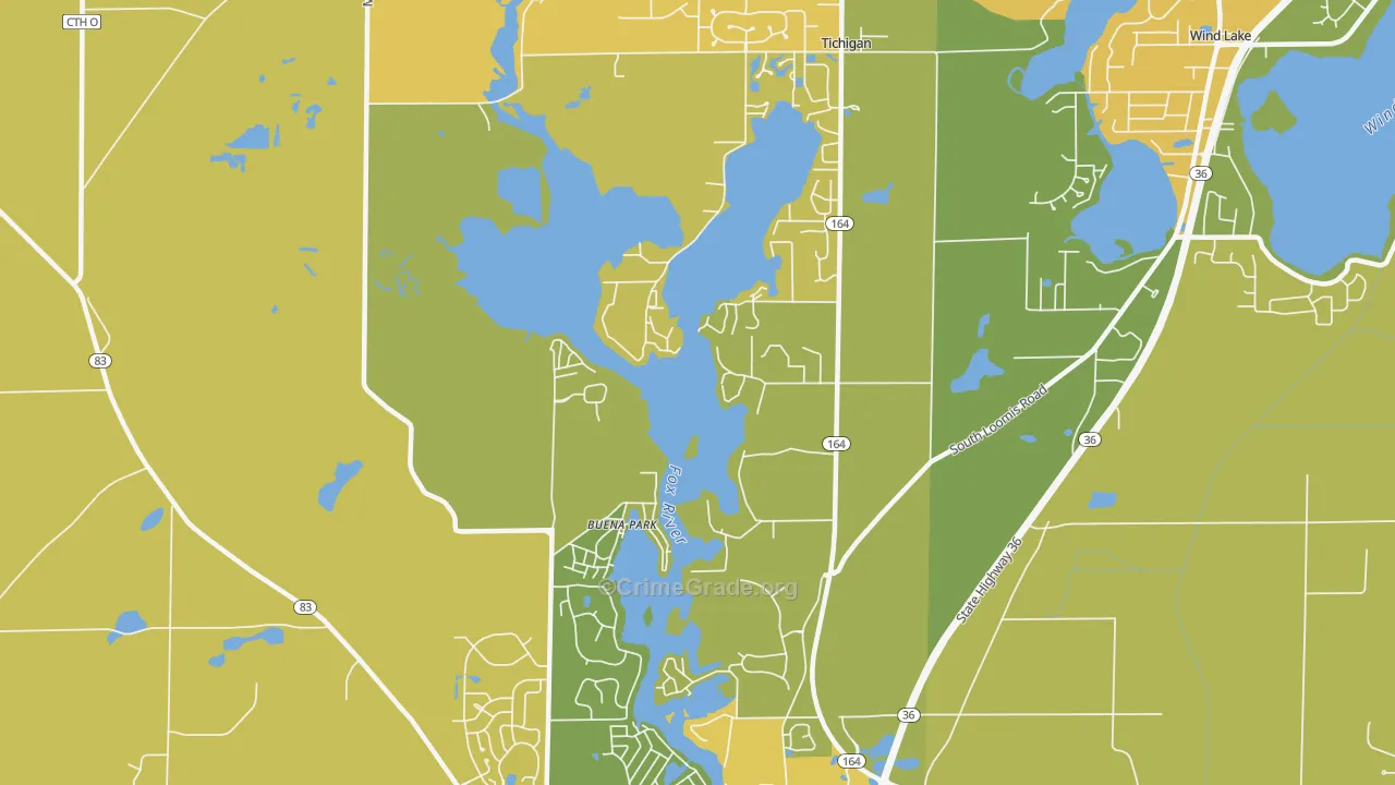 Tichigan, WI Map of Arson Rates