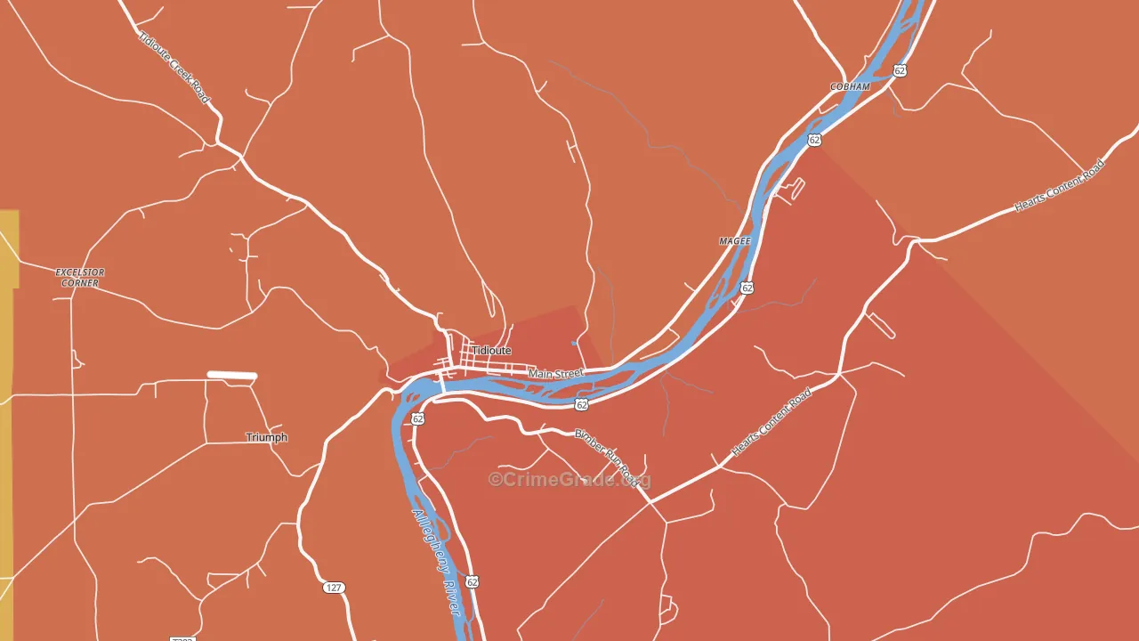 Tidioute, PA Map of Arson Rates
