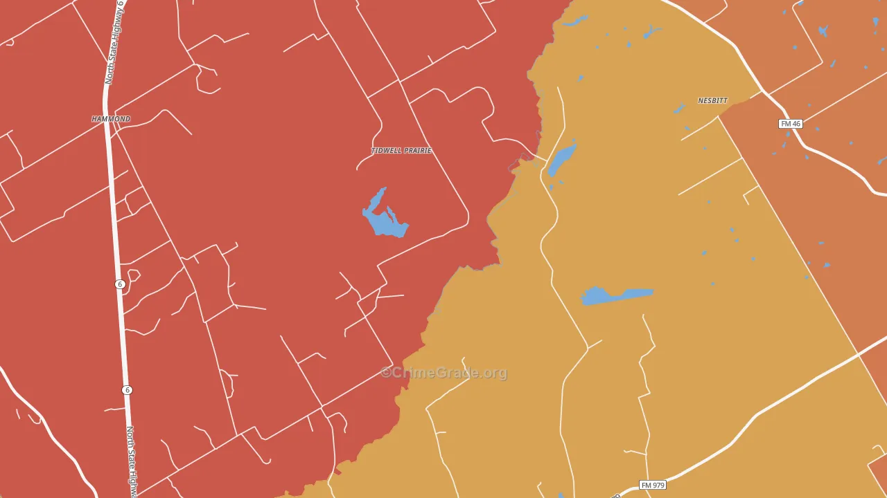 Tidwell Prairie, TX Map of Arson Rates