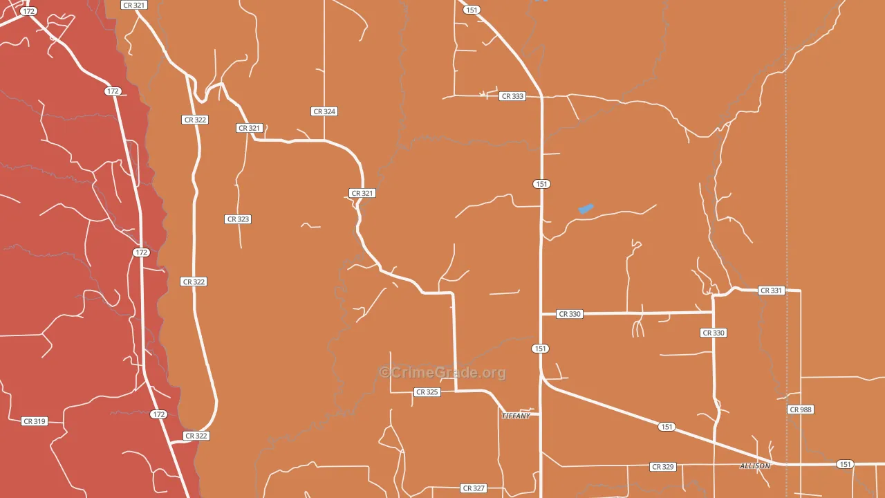 Tiffany, CO Map of Arson Rates