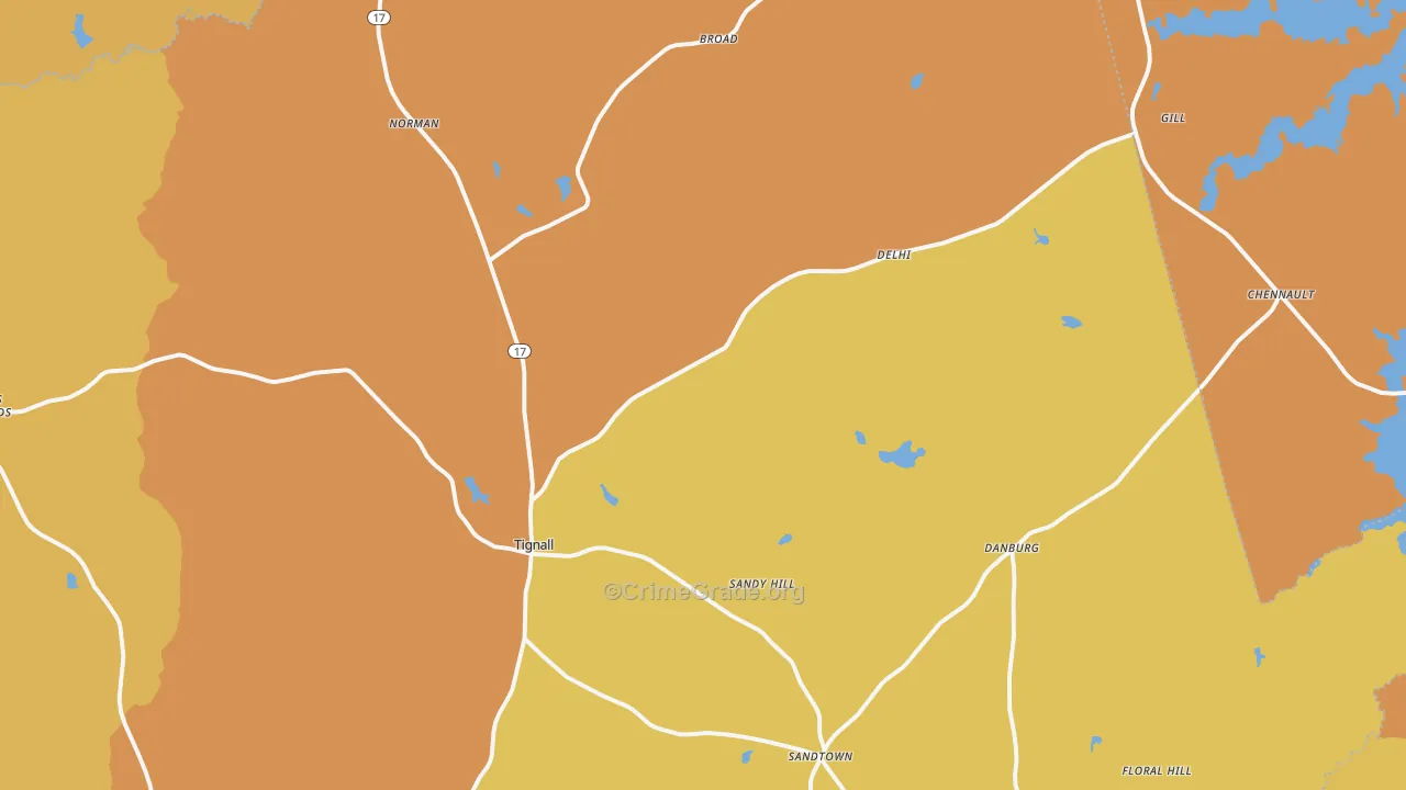 Tignall, GA Map of Arson Rates