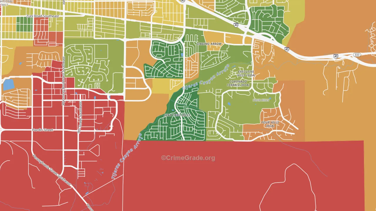 Tijeras Arroyo, Albuquerque, NM Map of Arson Rates