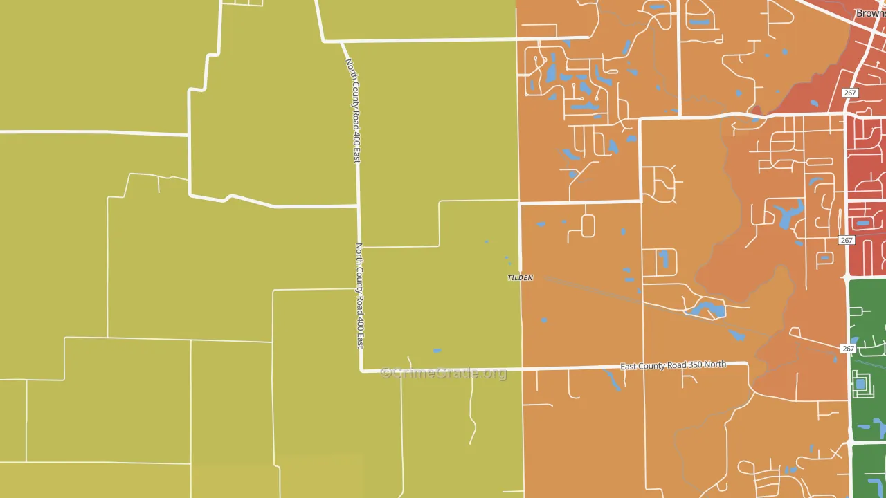 Tilden, IN Map of Arson Rates