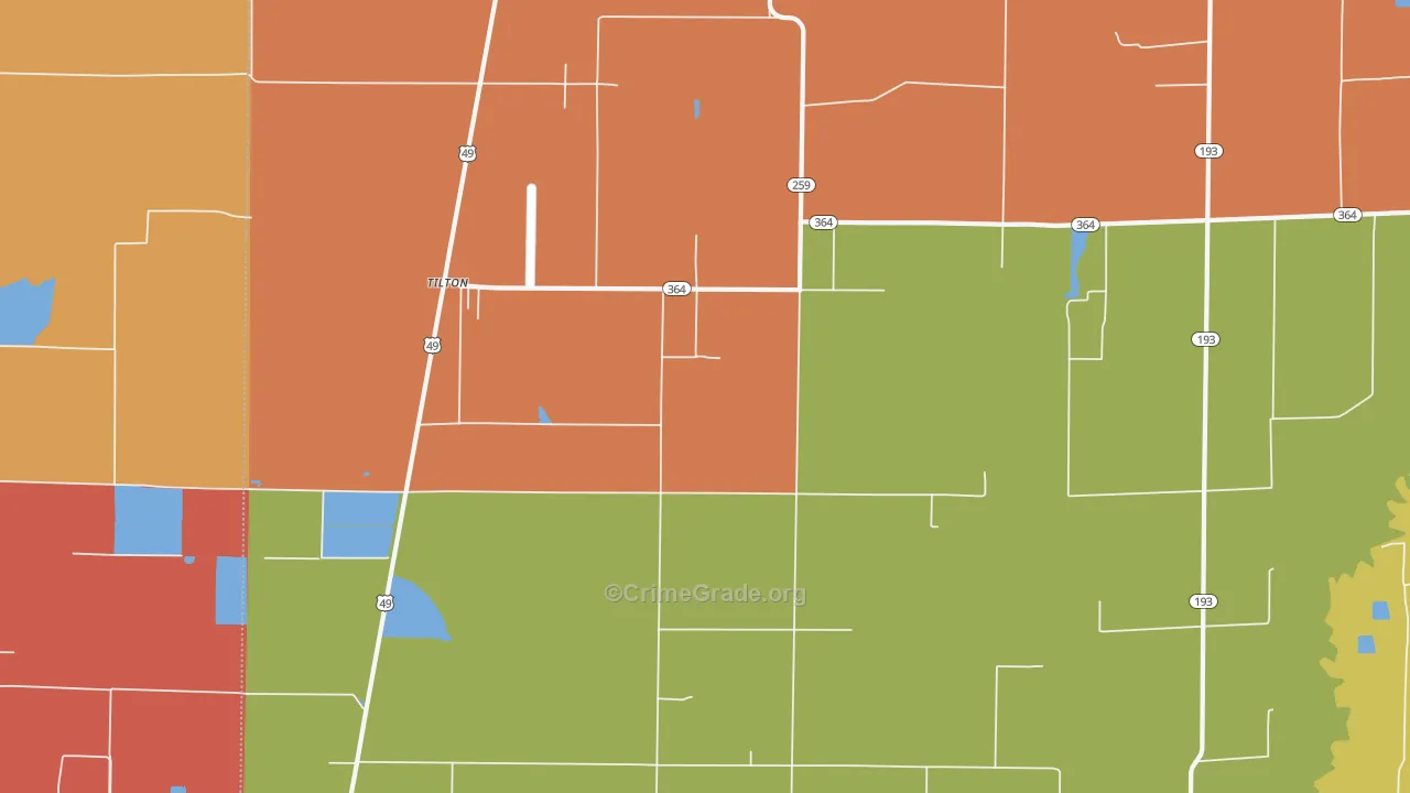 Tilton, AR Map of Arson Rates