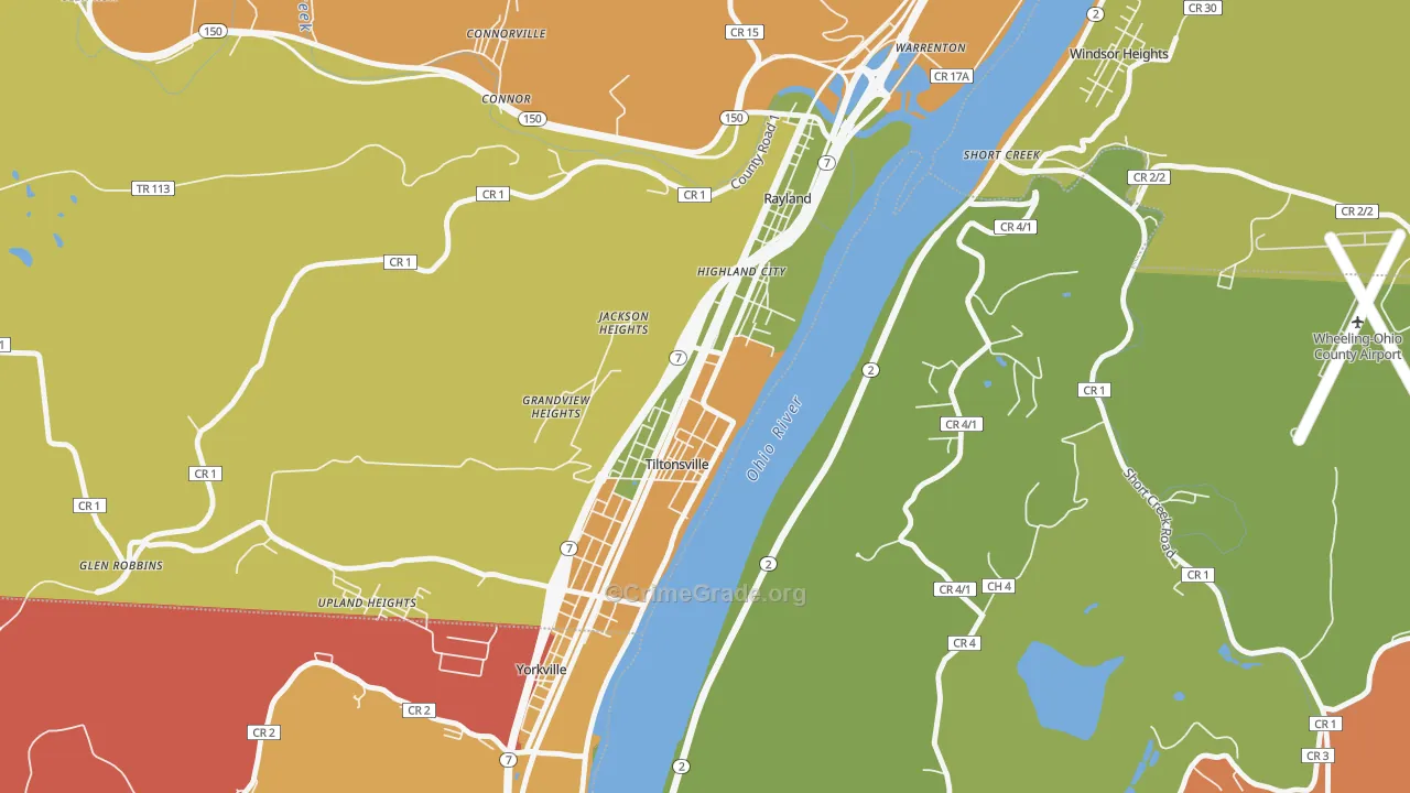 Tiltonsville, OH Map of Arson Rates