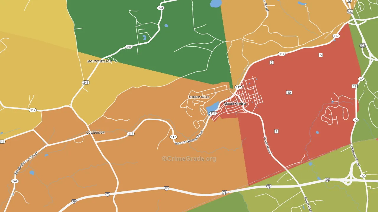 Timber Hills, PA Map of Arson Rates