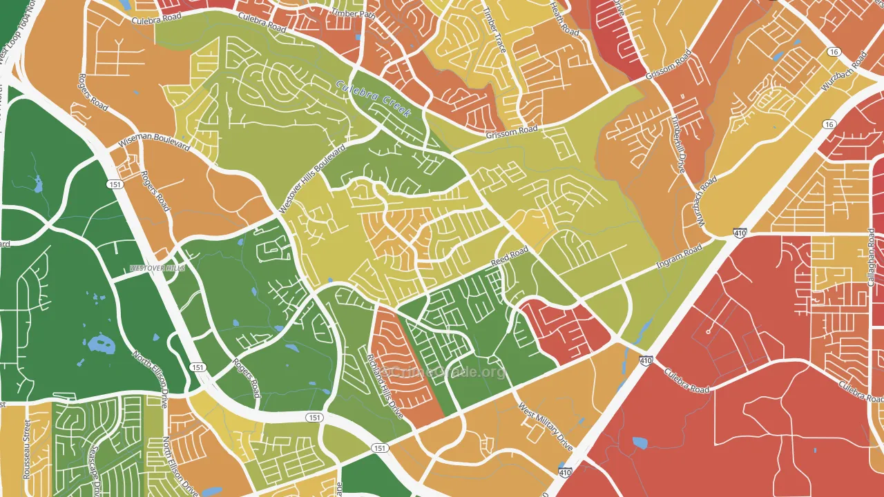 Timber Ridge, San Antonio, TX Map of Arson Rates