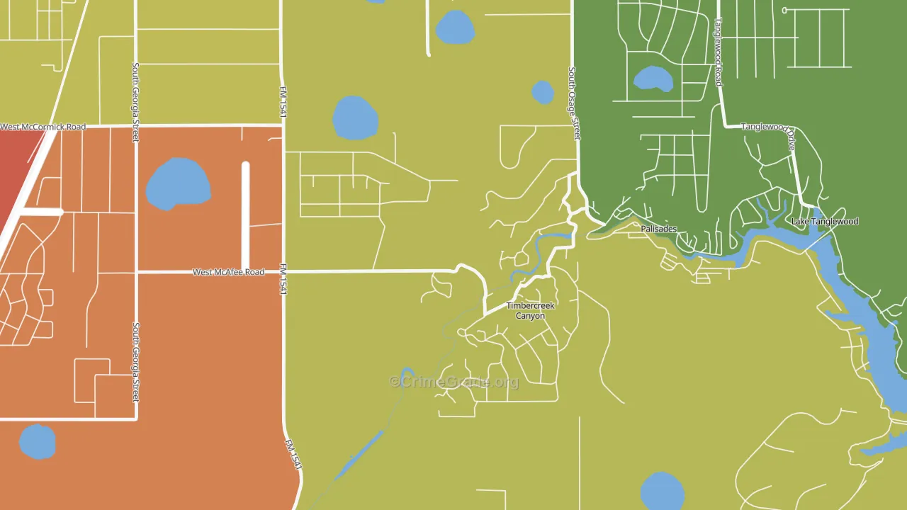 Timbercreek Canyon, TX Map of Arson Rates