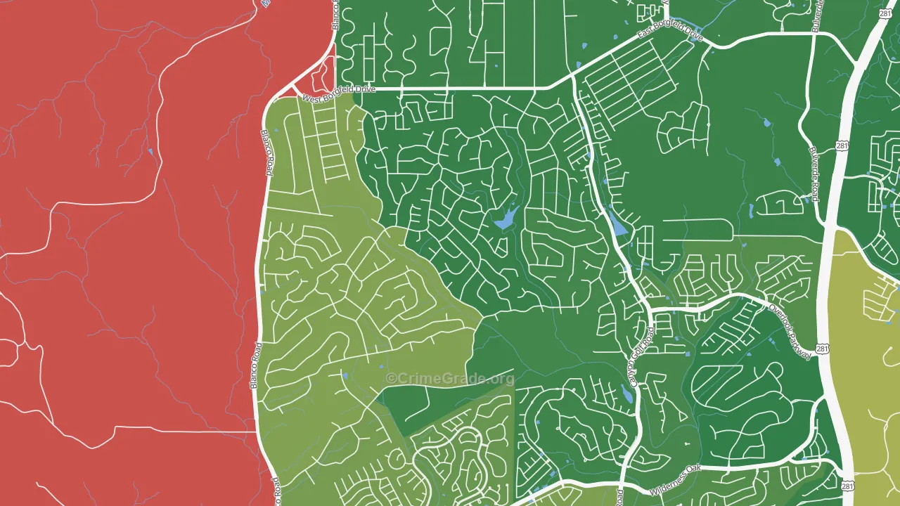 Timberwood Park, San Antonio, TX Map of Arson Rates