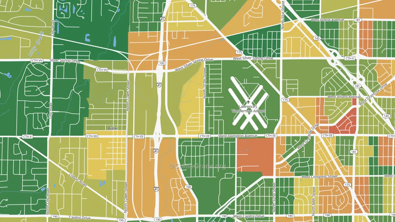 Timmerman West, Milwaukee, WI Map of Arson Rates