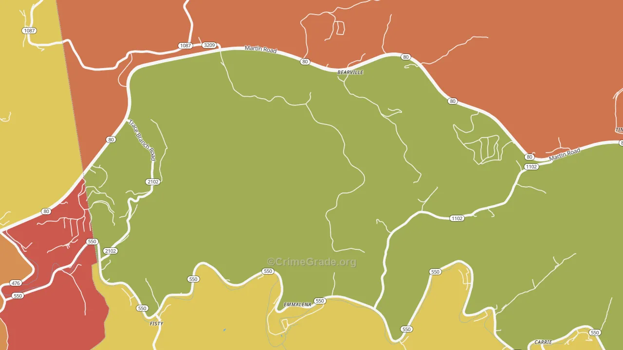 Tina, KY Map of Arson Rates