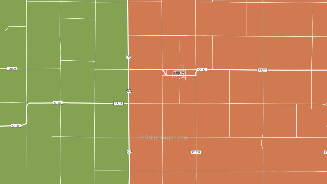 Tingley, IA Map of Arson Rates