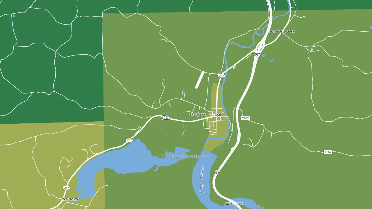 Tioga Junction, PA Map of Arson Rates