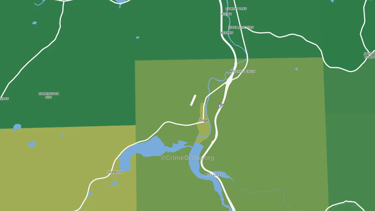 Tioga, PA Map of Arson Rates