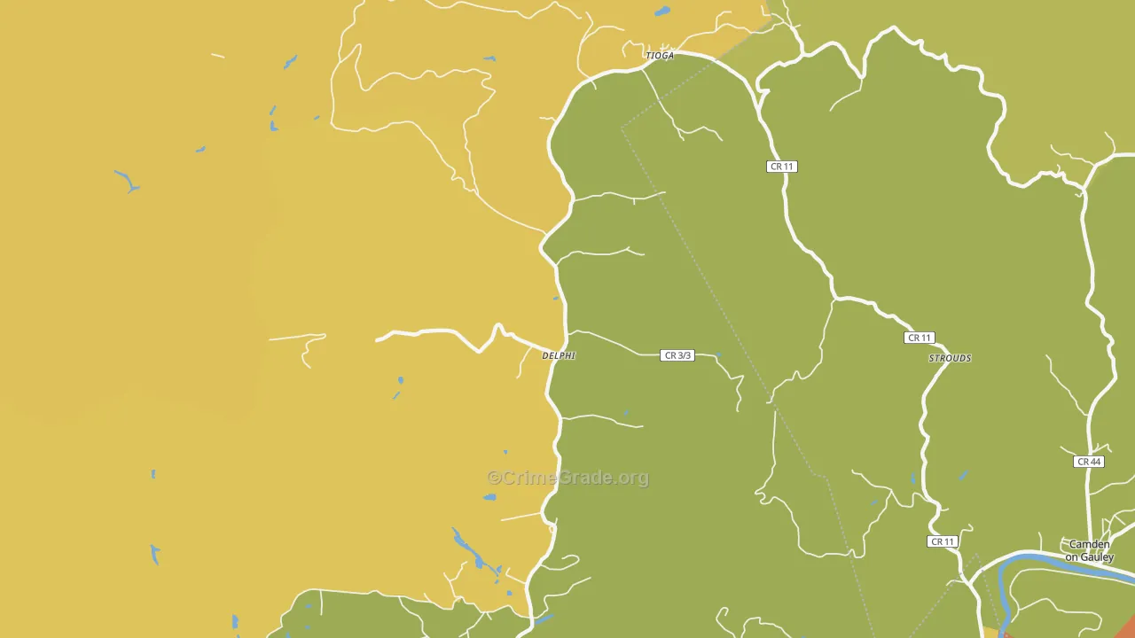 Tioga, WV Map of Arson Rates