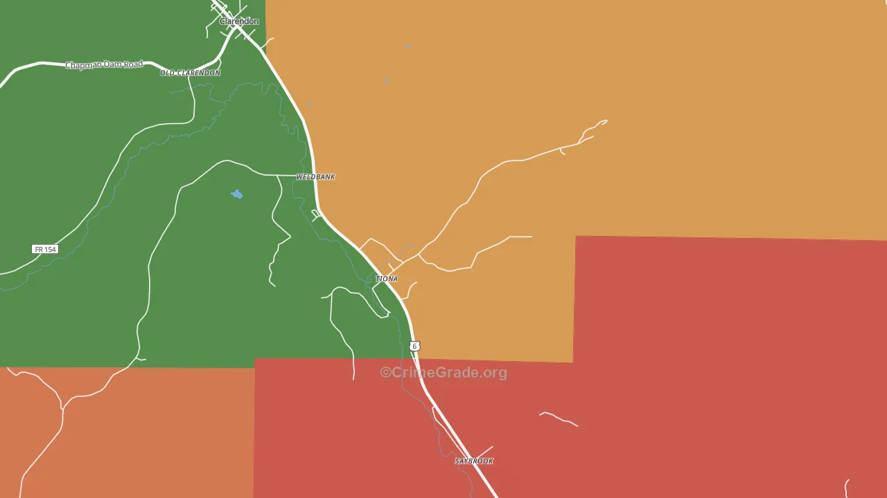 Tiona, PA Map of Arson Rates