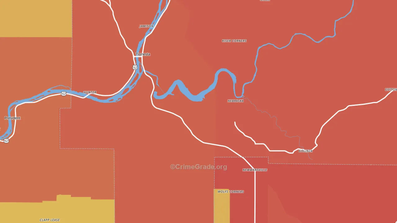 Tionesta, PA Map of Arson Rates