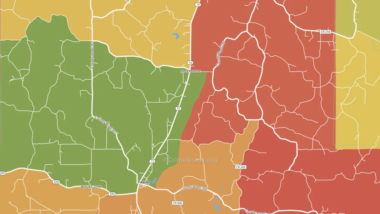 Tiplersville, MS Map of Arson Rates