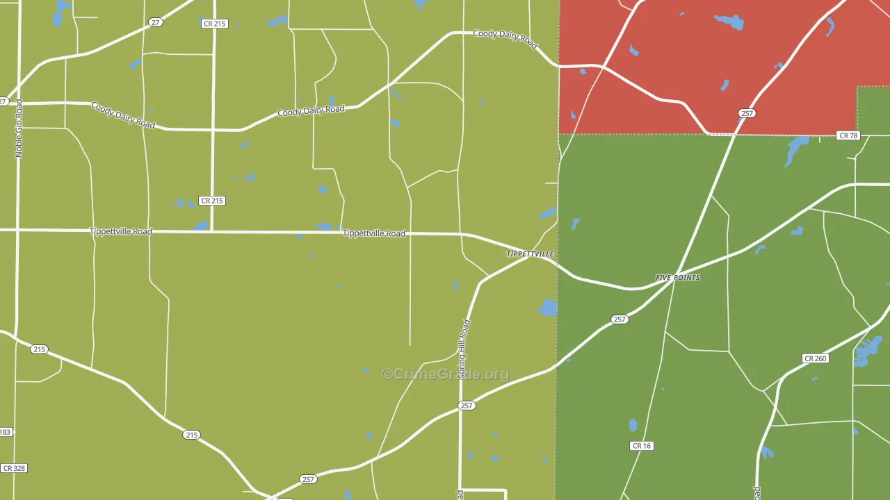 Tippettville, GA Map of Arson Rates