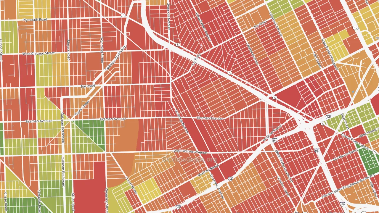 Tireman, Detroit, MI Map of Arson Rates