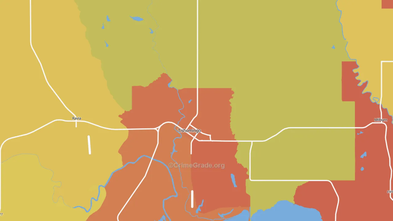 Tishomingo, OK Map of Arson Rates